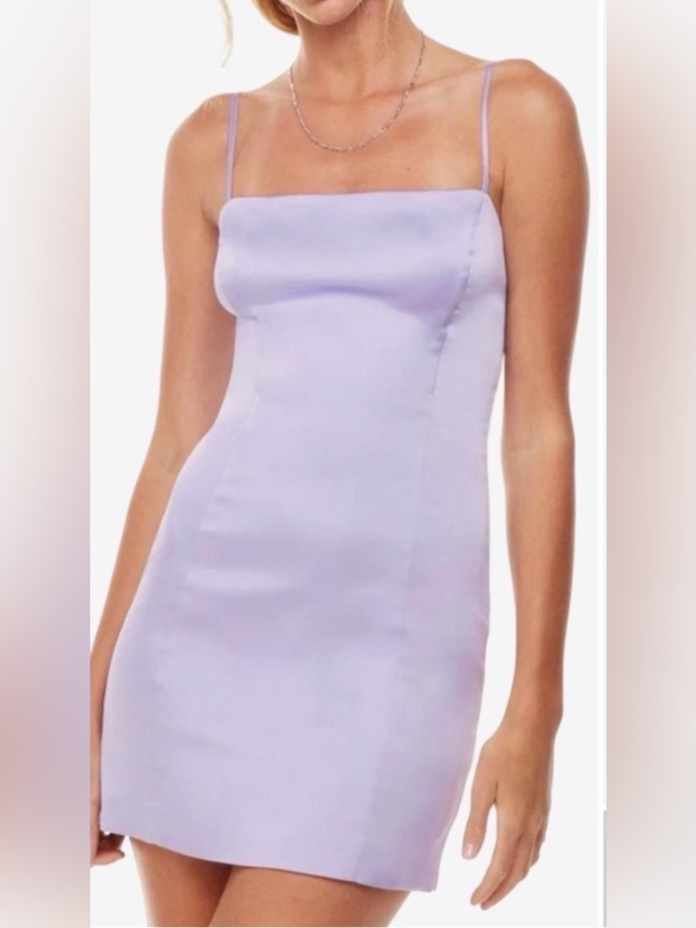 NWT Aritzia Sunday Best Shimmer Satin Mini Dress Amethyst Lilac Womens 0 (Flaw)